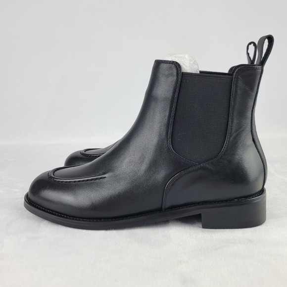 Black Leather Stitch Detail Chelsea Boots Women's Size 7 EU 38 Pull On Grunge - Picture 3 of 7